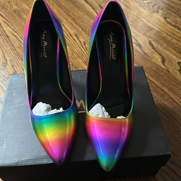 Anne Michelle Hibiscus-26 Womens Stiletto Pointed Toe Multicolor-Size 9 - Picture 6 of 7